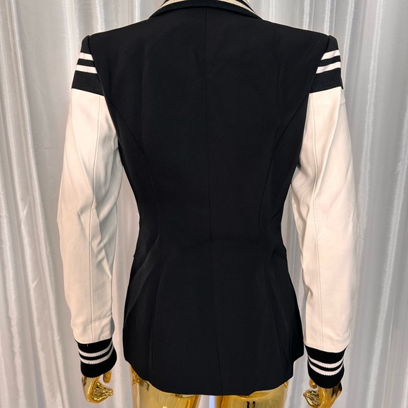 Varsity Blazer Faux Leather Jacket sz 0 - Picture 2 of 9